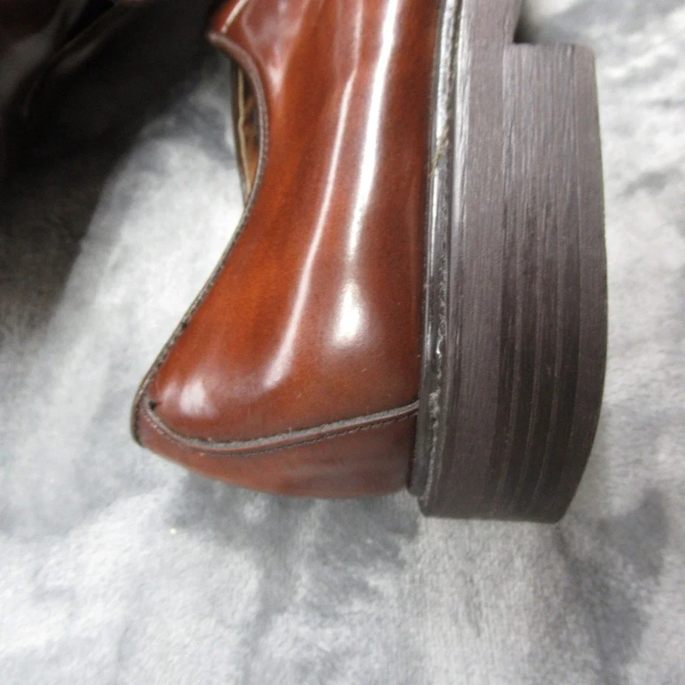 Lavorazione Artigiana Men 7.5M Dress Shoes Brown Leather Gloss Italy Made READ